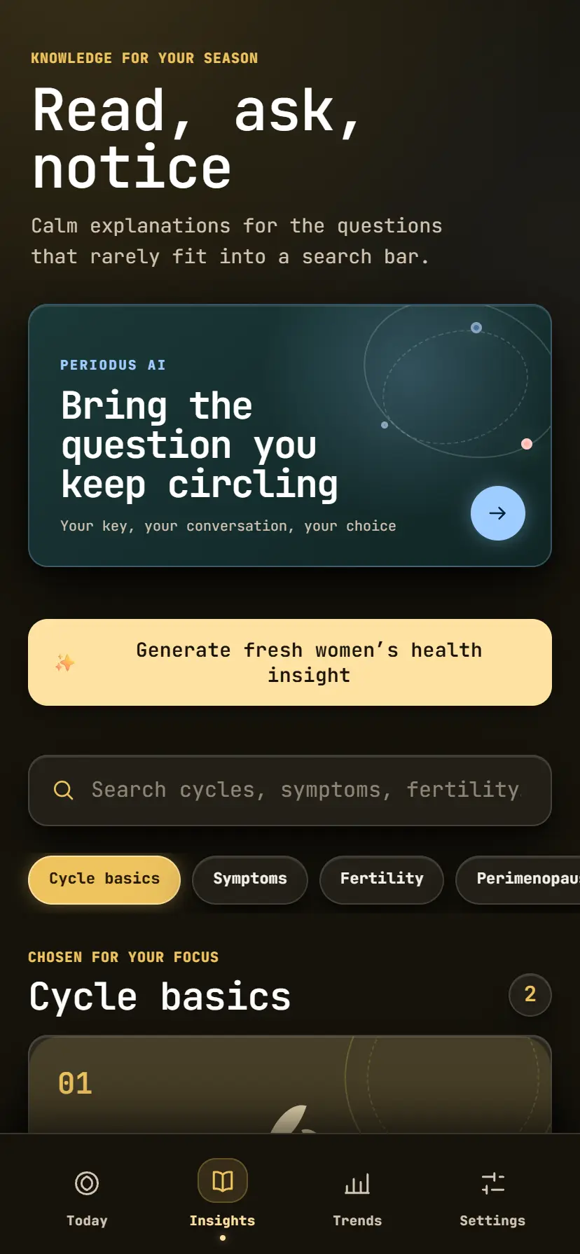 Periodus App - AI Insights & Educational Guidance